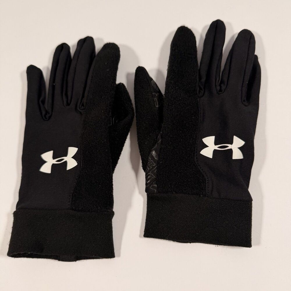 Under Armour ColdGear Gloves Black Fleece Lined Grip Running Winter 2012